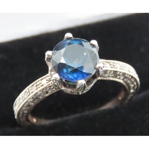 126 - Basket Set Sapphire Ring with Diamond Insets to Setting and Band Mounted in 9 Carat Rose Gold and Si... 