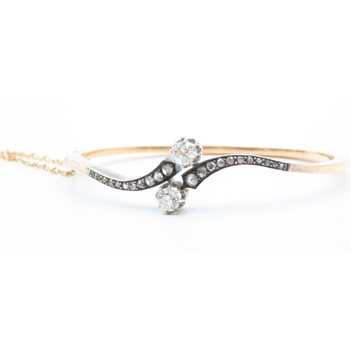 127 - Toi et Moi Diamond Bracelet Set in Platinum Mounted on 18 Carat Yellow Gold with Further Eleven Diam... 