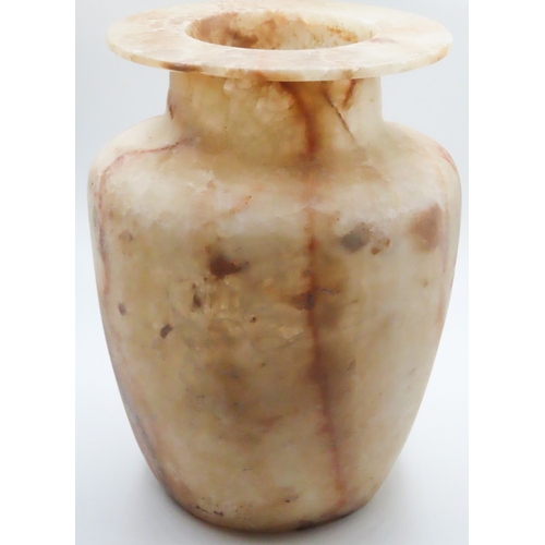 143 - Egyptian Alabaster Vase 24cm High 16cm Diameter