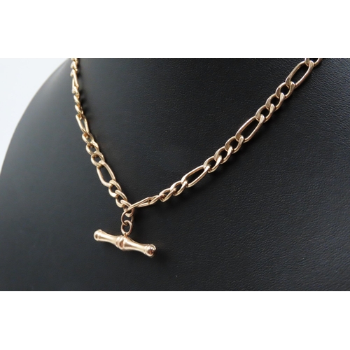 144 - 9 Carat Yellow Gold Figaro Link T-Bar Necklace 44cm Long