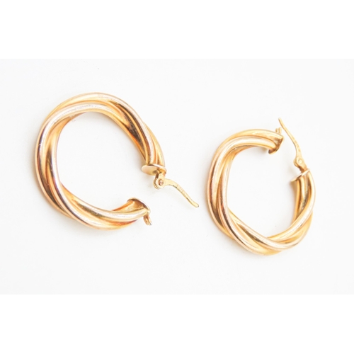 146 - Pair of 9 Carat Yellow Gold Twist Form Hoop Earrings 2.5cm Diameter