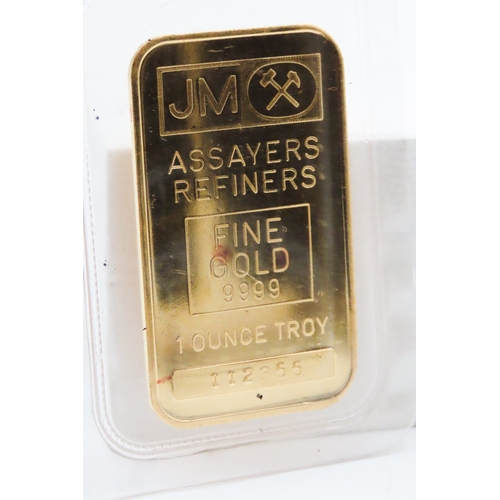 15 - JM Assayers Refiners Fine 999.9 Gold One Ounce Bar