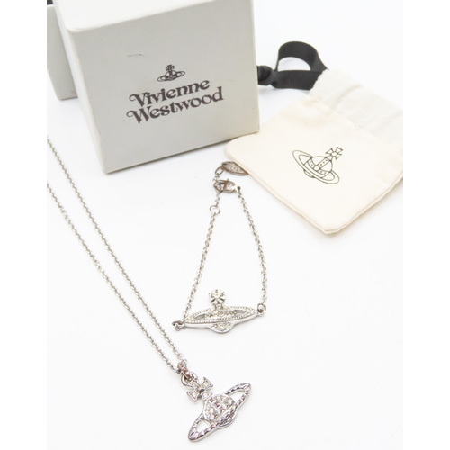 155 - Vivienne Westwood Gemset Ladies Necklace 50cm Long with Matching Bracelet 16cm Long with Original Po... 