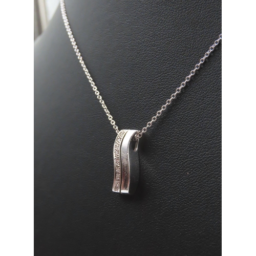 169 - Diamond Set 18 Carat White Gold Pendant 2cm High Further Set on 9 Carat White Gold Chain 42cm Long