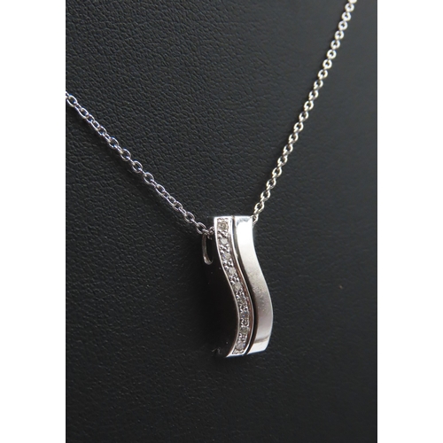 169 - Diamond Set 18 Carat White Gold Pendant 2cm High Further Set on 9 Carat White Gold Chain 42cm Long