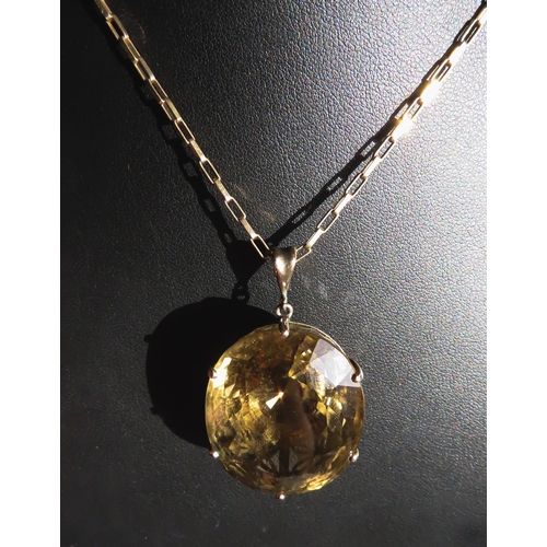 170 - Dark Citrine Basket Set in 9 Carat Yellow Gold 4cm High further Set on 9 Carat Yellow Gold Chain 50c... 