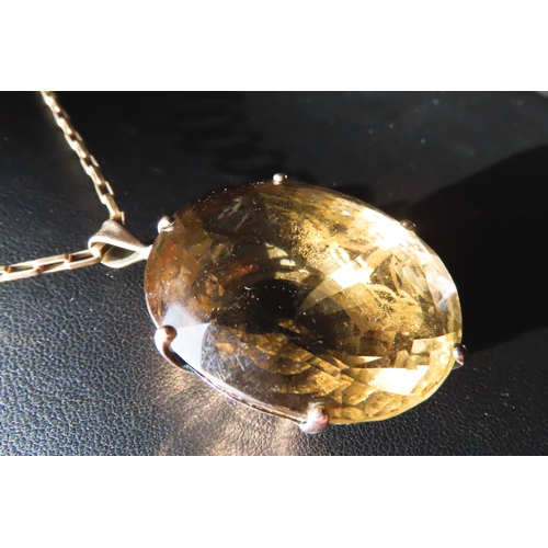 170 - Dark Citrine Basket Set in 9 Carat Yellow Gold 4cm High further Set on 9 Carat Yellow Gold Chain 50c... 