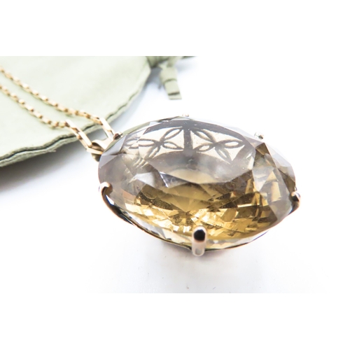 170 - Dark Citrine Basket Set in 9 Carat Yellow Gold 4cm High further Set on 9 Carat Yellow Gold Chain 50c... 