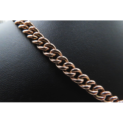 172 - 9 Carat Rose Gold T-Bar Curb Link Pocket Watch Chain or Necklace of Good Weight 44cm Long