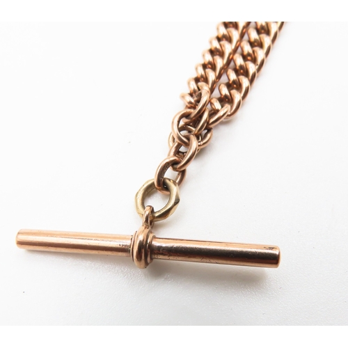 172 - 9 Carat Rose Gold T-Bar Curb Link Pocket Watch Chain or Necklace of Good Weight 44cm Long