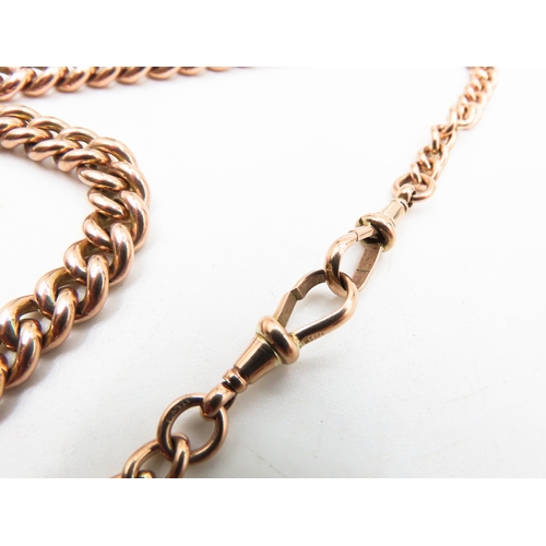 172 - 9 Carat Rose Gold T-Bar Curb Link Pocket Watch Chain or Necklace of Good Weight 44cm Long