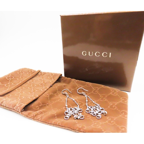 177 - Pair of Gucci Diamond Set Horsebit Chandelier Earrings Set in 18 Carat White Gold As New Original Gu... 