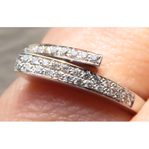 179 - Designer 18 Carat White Gold Diamond Set Wrap Around Form Ring Size J