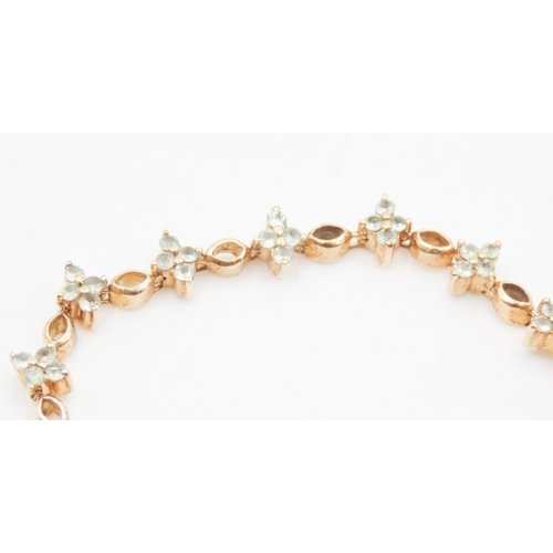 18 - Aquamarine Set Ladies Fancy Link Bracelet Finely Detailed Set in 9 Carat Yellow Gold 19.5cm Long