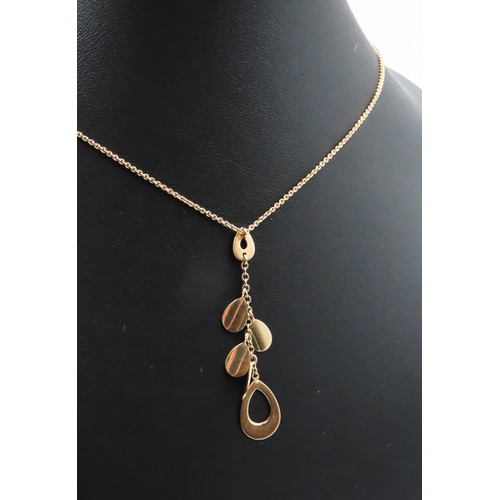 185 - 9 Carat Yellow Gold Drop Pendant Incised Detailing 5cm Drop Set on 9 Carat Yellow Gold Chain 43cm Lo... 