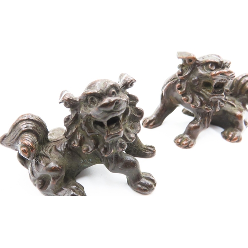 188 - Pair of Bronze Fu Dog Figures 3cm High