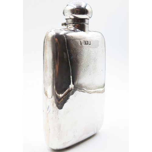 196 - Silver Hip Flask Hinge Cover Hallmarked 15cm High 8cm Wide