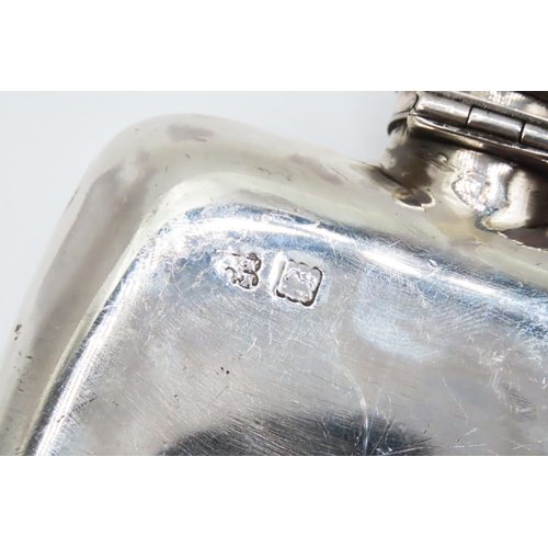 196 - Silver Hip Flask Hinge Cover Hallmarked 15cm High 8cm Wide