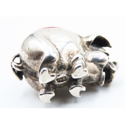 199 - Silver Pig Form Pin Cushion 2cm High