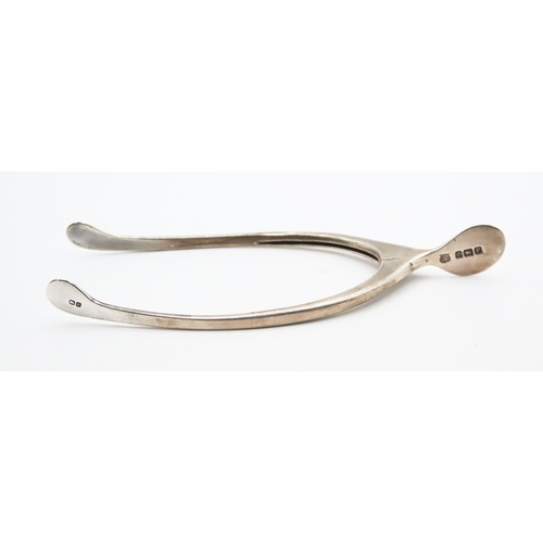 202 - Novelty Silver Wishbone Sugar Tongs 11cm Long