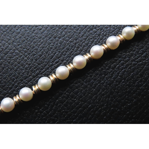 221 - 9 Carat Yellow Gold Pearl Set Ladies Bracelet 19cm Long