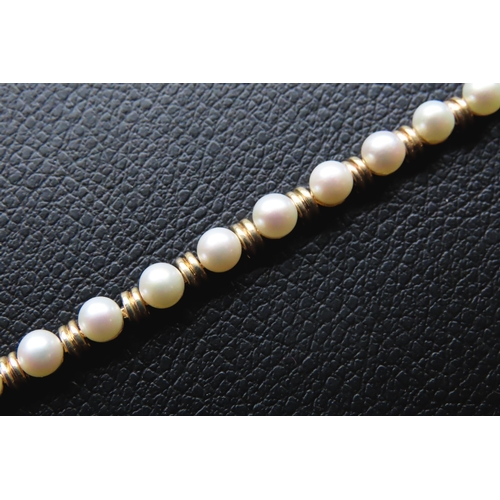 221 - 9 Carat Yellow Gold Pearl Set Ladies Bracelet 19cm Long