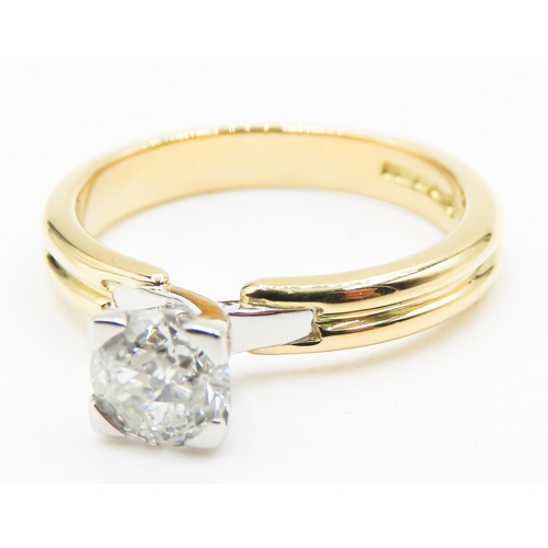 229 - Diamond Solitaire Cushion Cut Trellis Set in Platinum Mounted on 18 Carat Yellow Gold Band Size N Di... 