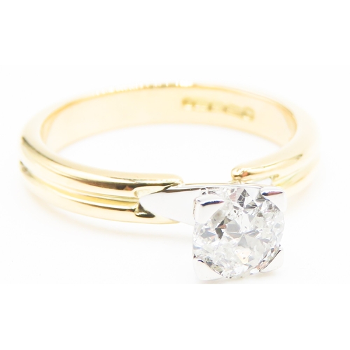 229 - Diamond Solitaire Cushion Cut Trellis Set in Platinum Mounted on 18 Carat Yellow Gold Band Size N Di... 