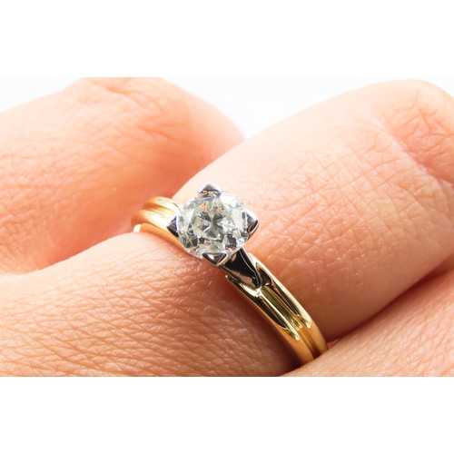 229 - Diamond Solitaire Cushion Cut Trellis Set in Platinum Mounted on 18 Carat Yellow Gold Band Size N Di... 