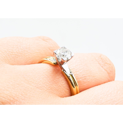 229 - Diamond Solitaire Cushion Cut Trellis Set in Platinum Mounted on 18 Carat Yellow Gold Band Size N Di... 