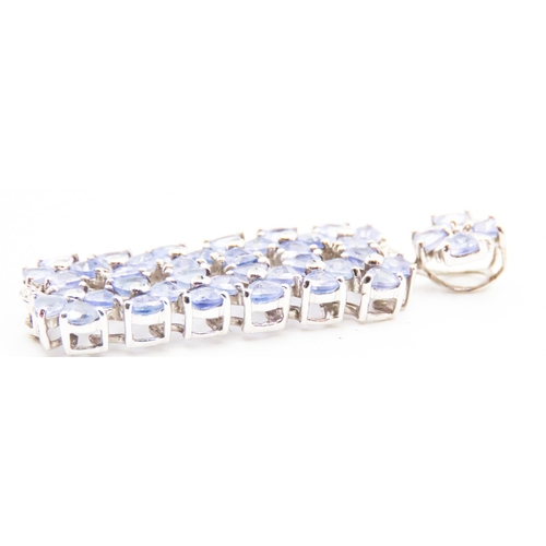 239 - Triangle Cut Pale Tanzanite Set Cluster Pendant Rectangular Form Mounted in 9 Carat White Gold 4.5cm... 