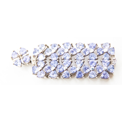 239 - Triangle Cut Pale Tanzanite Set Cluster Pendant Rectangular Form Mounted in 9 Carat White Gold 4.5cm... 