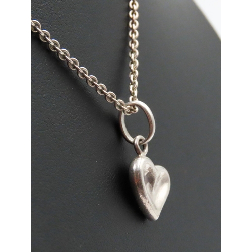 24 - Silver Heart Form Pendant 1.5cm High Set on Silver Chain 50cm Long