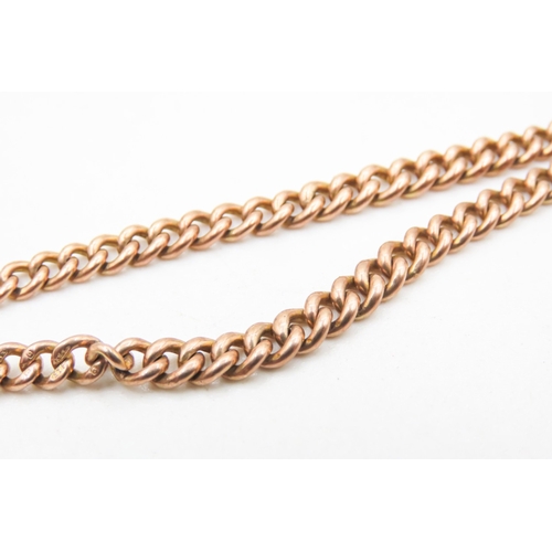 243 - 9 Carat Rose Gold T-Bar Pocket Watch Chain with Shield Motif Pendant 36cm Long