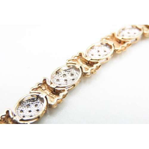 244 - Diamond Cluster Set 9 Carat Yellow Gold Fancy Link Bracelet 18cm Long