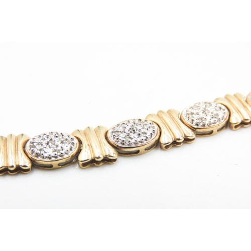 244 - Diamond Cluster Set 9 Carat Yellow Gold Fancy Link Bracelet 18cm Long