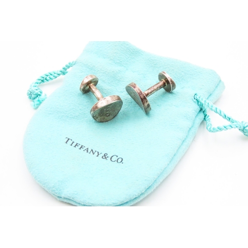 25 - Pair of Tiffany and Co Silver Circular Form Cuff Links 1.5cm High