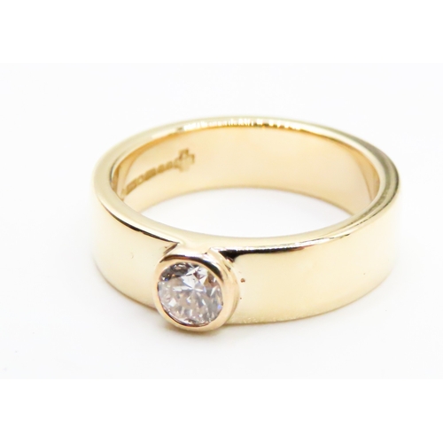 254 - Diamond Solitaire Bezel Set Ring Mounted in 18 Carat Yellow Gold Band Diamond Carat Weight Approxima... 