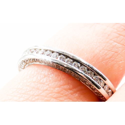 255 - Channel Set Diamond Eternity Ring with Diamonds Set to Band Sides Mounted in 18 Carat White Gold Rin... 