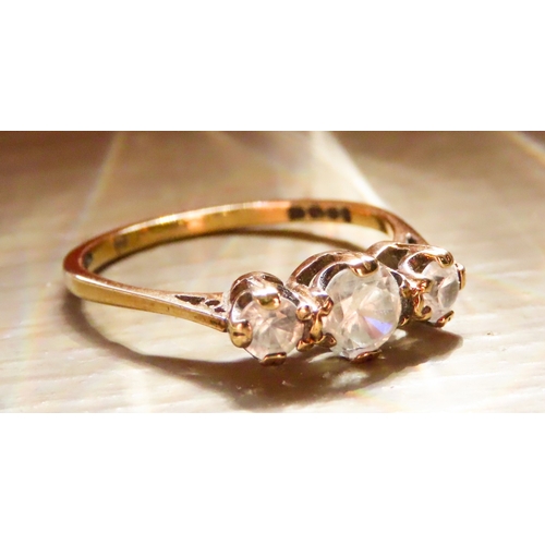 266 - Three Stone White Sapphire Ring Set in 18 Carat Yellow Gold Ring Size K and a Half