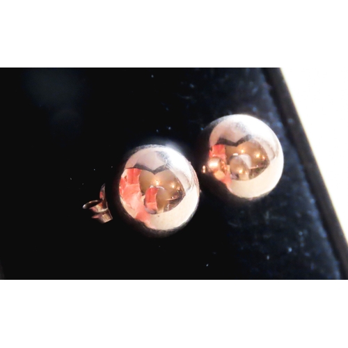 270 - Pair of 9 Carat Rose Gold Bead Form Earrings 8mm Diameter