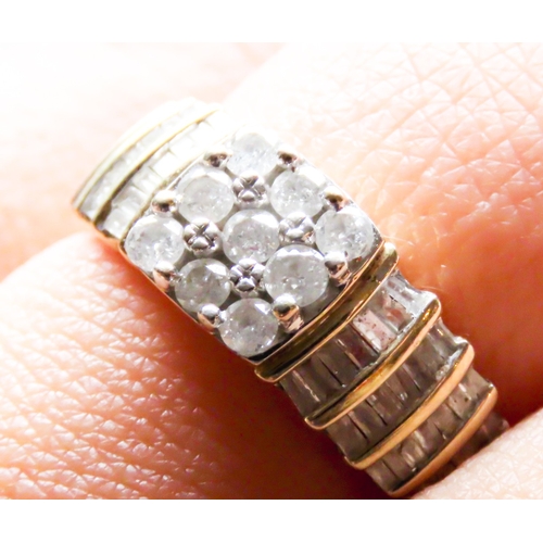 275 - Round Cut and Baguette Cut Diamond Set Cluster Ring Set in 9 Carat Yellow Gold Ring Size N and a Hal... 