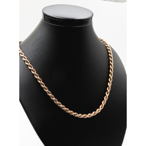 286 - 9 Carat Yellow Gold Rope Chain Necklace 46cm Long