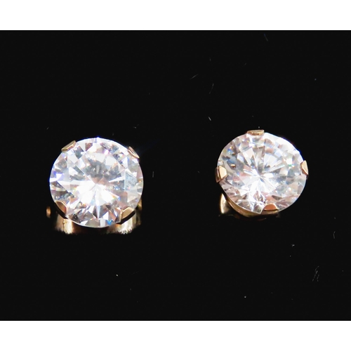 299 - Pair of Gemstone Set 9 Carat Yellow Gold Earrings 5mm Diameter