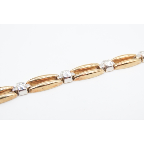 3 - 9 Carat Yellow and White Gold Fancy Bar Link Bracelet 18cm Long