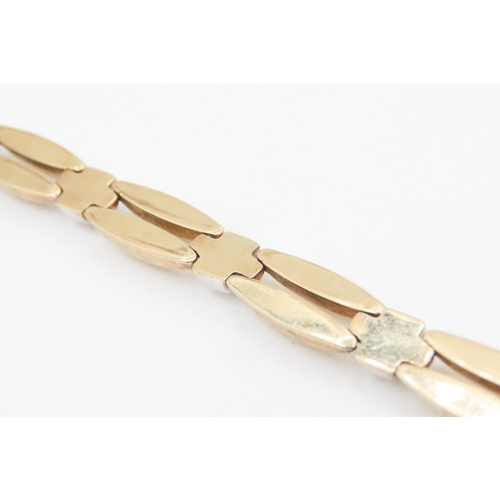 3 - 9 Carat Yellow and White Gold Fancy Bar Link Bracelet 18cm Long