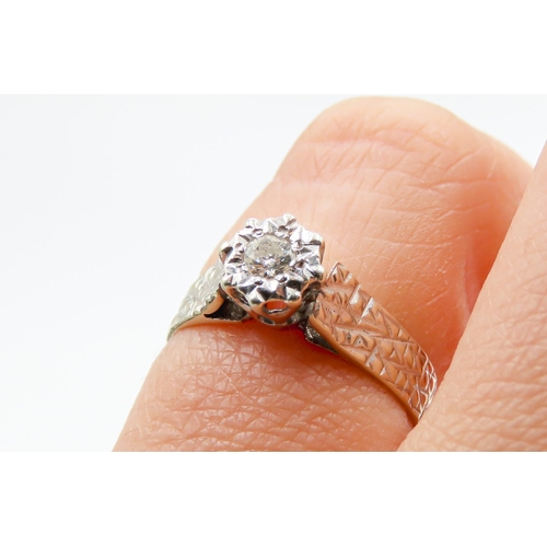 306 - Diamond Solitaire Ring Rubover Setting Mounted in 9 Carat White Gold Ring Size J