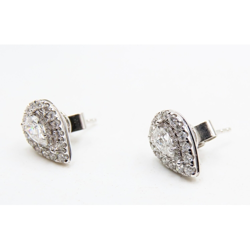 307 - Pair of Pear Cut Diamond Set Ladies 14 Carat White Gold Earrings 12mm High Total Diamond Carat Weigh... 