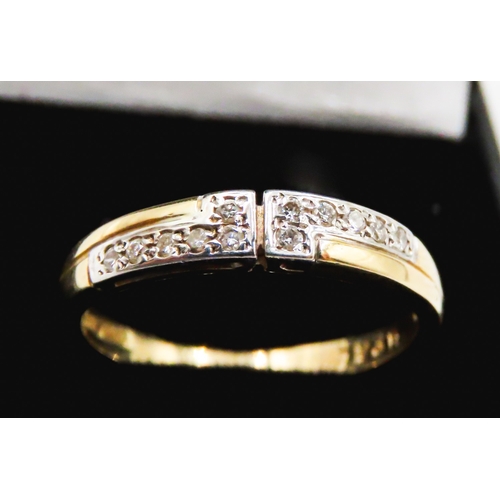 311 - Diamond Set Geometric Design Ring Mounted in 18 Carat Yellow Gold Ring Size O As New Unworn