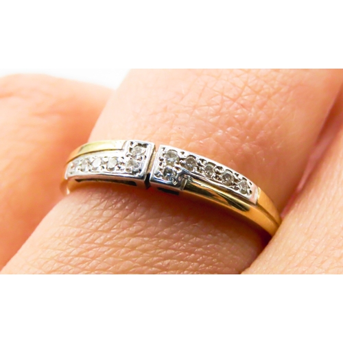 311 - Diamond Set Geometric Design Ring Mounted in 18 Carat Yellow Gold Ring Size O As New Unworn